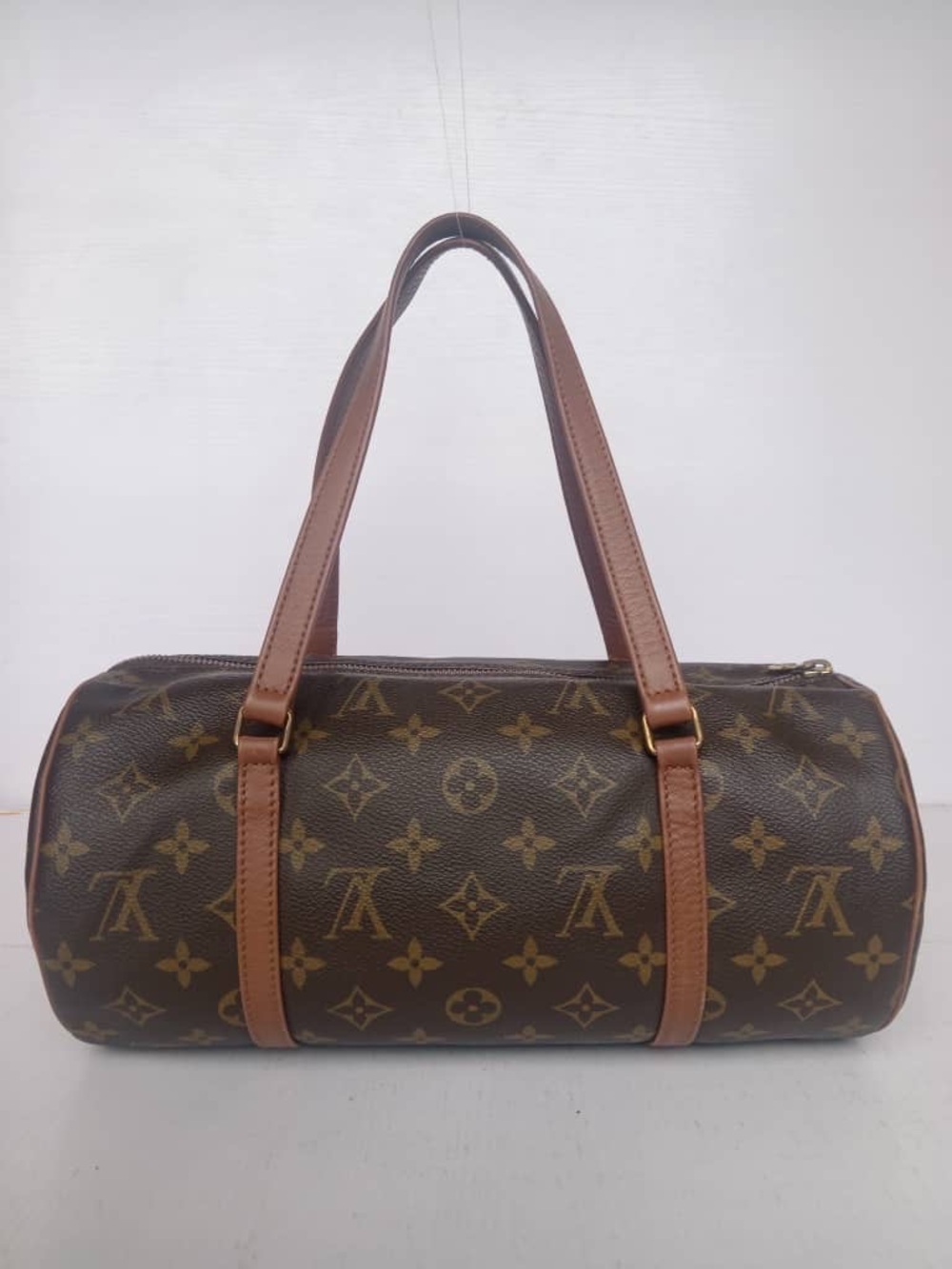 Louis Vuitton Brown Leather Zip Pouch with Debossed Logo